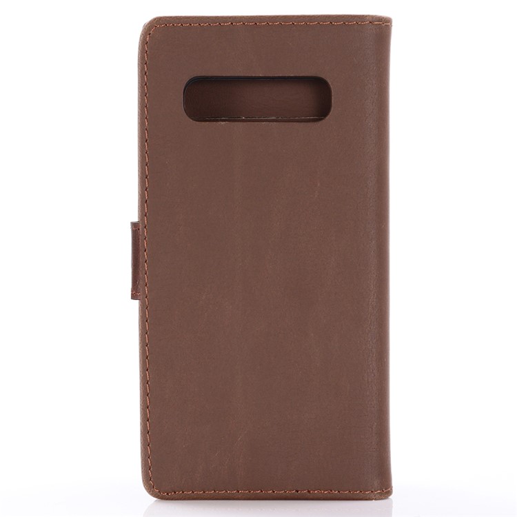 Crazy Horse Wallet Leather Stand Case for Samsung Galaxy S10 5G - Coffee-3