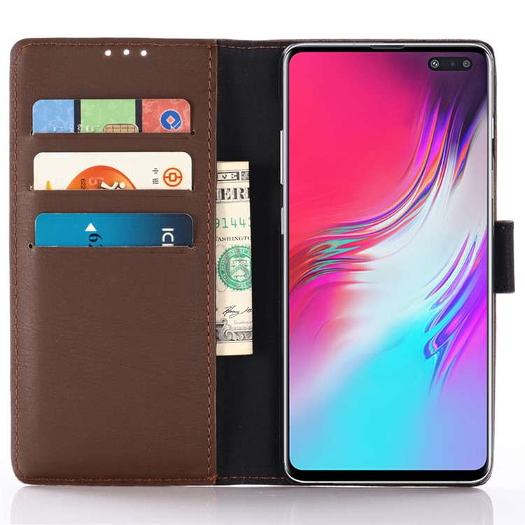Crazy Horse Wallet Leather Stand Case for Samsung Galaxy S10 5G - Coffee-4