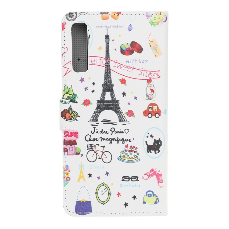 Pattern Printing Leather Wallet Case for Samsung Galaxy A70 - Eiffel Tower-3