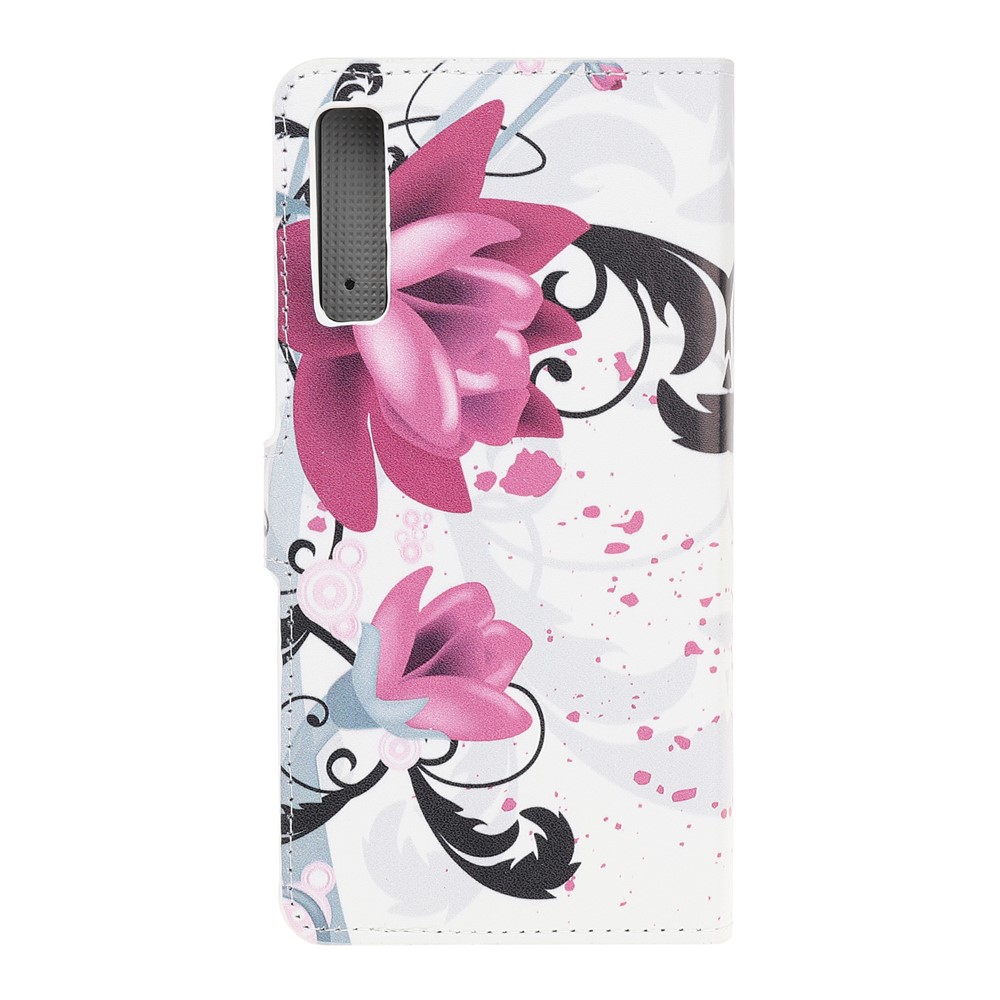 Estojo De Couro Carteira De Impressão Padrão Para Samsung Galaxy A70 - Flores Roxas-3