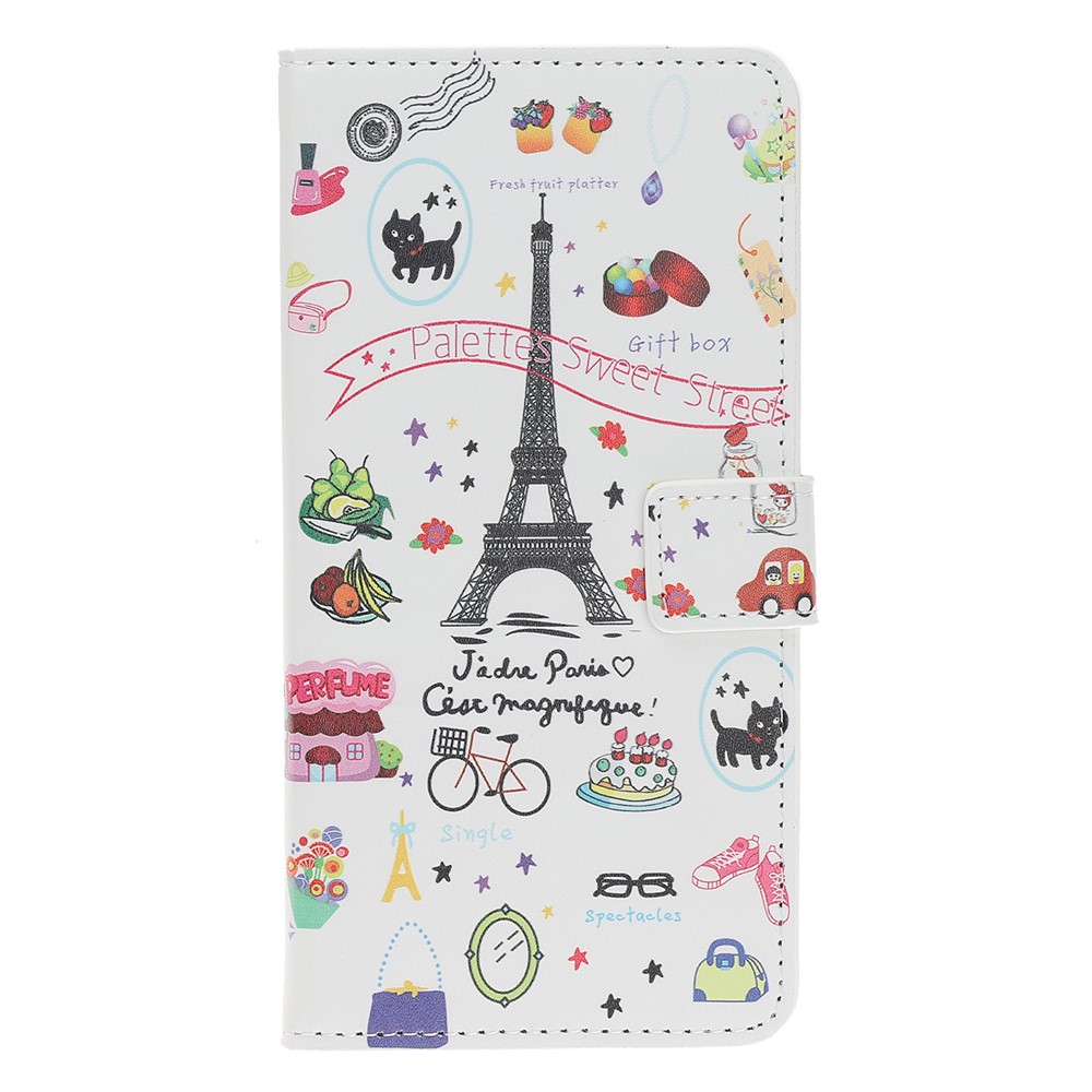 Pattern Printing Leather Wallet Stand Case for Samsung Galaxy A40 - Eiffel Tower-2