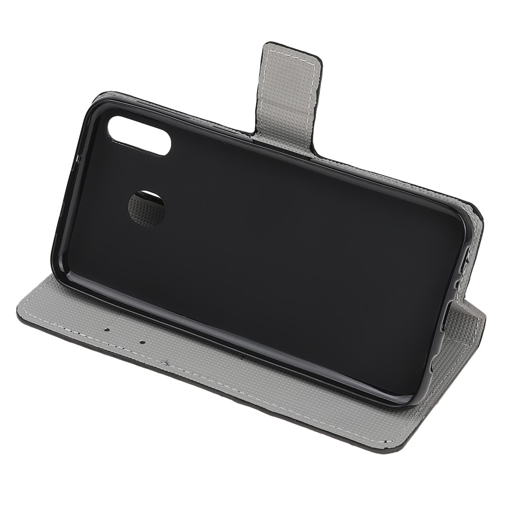 Brieftaschenständer Aus Leder Mit Musterdruck Für Samsung Galaxy A40 - Pflaumenblüte-6