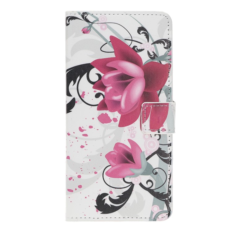 Carcasa Con Estampado De Patrón, Cubierta De Cuero Con Tapa Para Samsung Galaxy M30 - Flor Purpura-2