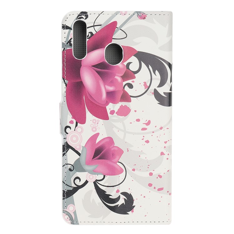 Carcasa Con Estampado De Patrón, Cubierta De Cuero Con Tapa Para Samsung Galaxy M30 - Flor Purpura-3