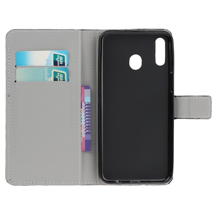Carcasa Con Estampado De Patrón, Cubierta De Cuero Con Tapa Para Samsung Galaxy M30 - Flor Purpura-6