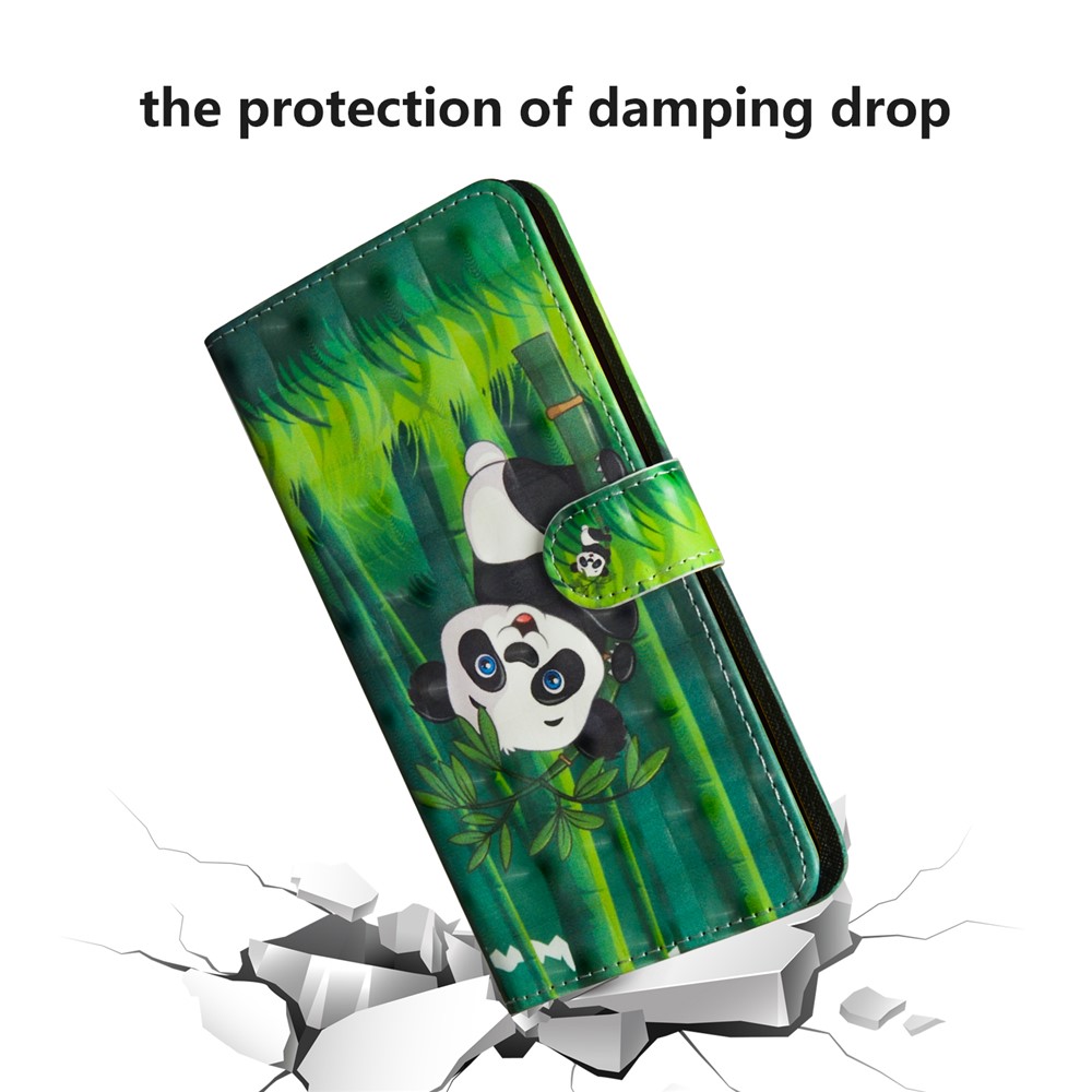 Light Spot Decor Patterned Leather Wallet Phone Casing for Samsung Galaxy A10 - Panda-5