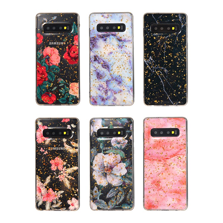 Epoxy Gold-stamping TPU Back Case for Samsung Galaxy S10 - Style A-11