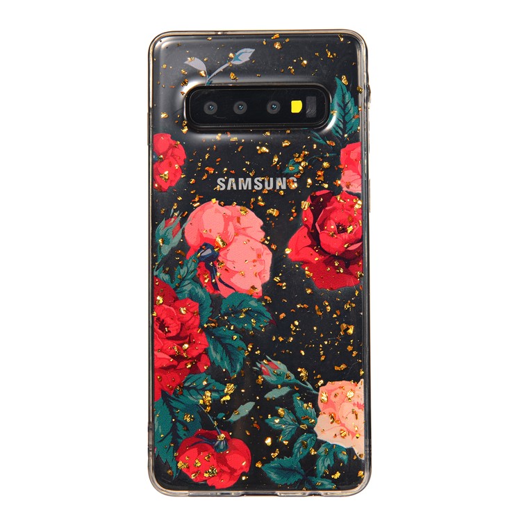 Epoxy Gold-stamping TPU Back Case for Samsung Galaxy S10 - Style A-2