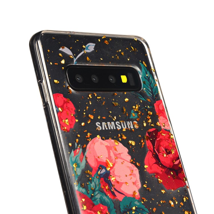 Epoxy Gold-stamping TPU Back Case for Samsung Galaxy S10 - Style A-3