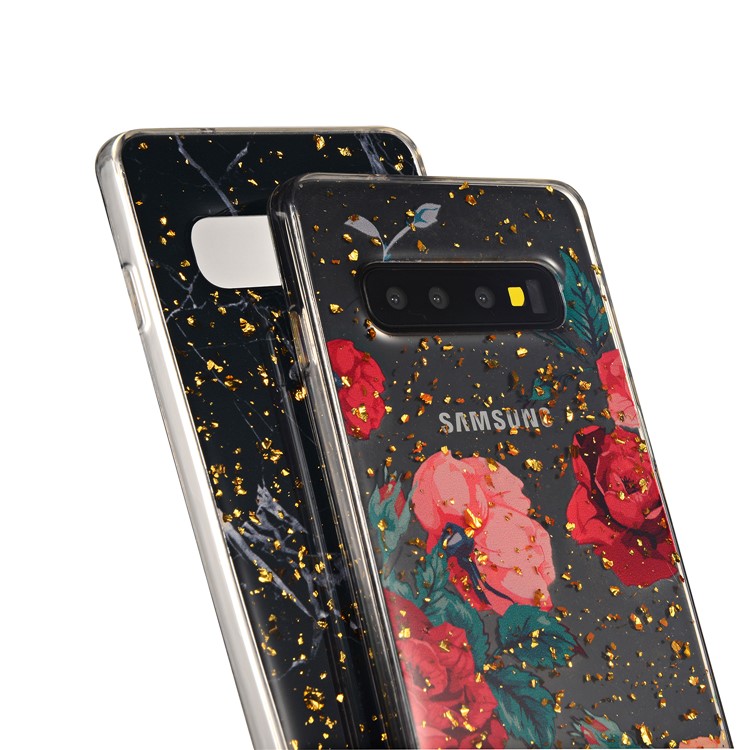 Epoxy Gold-stamping TPU Back Case for Samsung Galaxy S10 - Style A-6