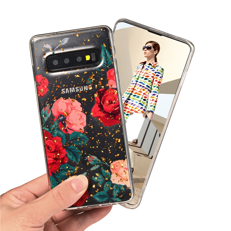 Epoxy Gold-stamping TPU Back Case for Samsung Galaxy S10 - Style A-7