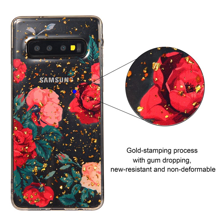 Epoxy Gold-stamping TPU Back Case for Samsung Galaxy S10 - Style A-9