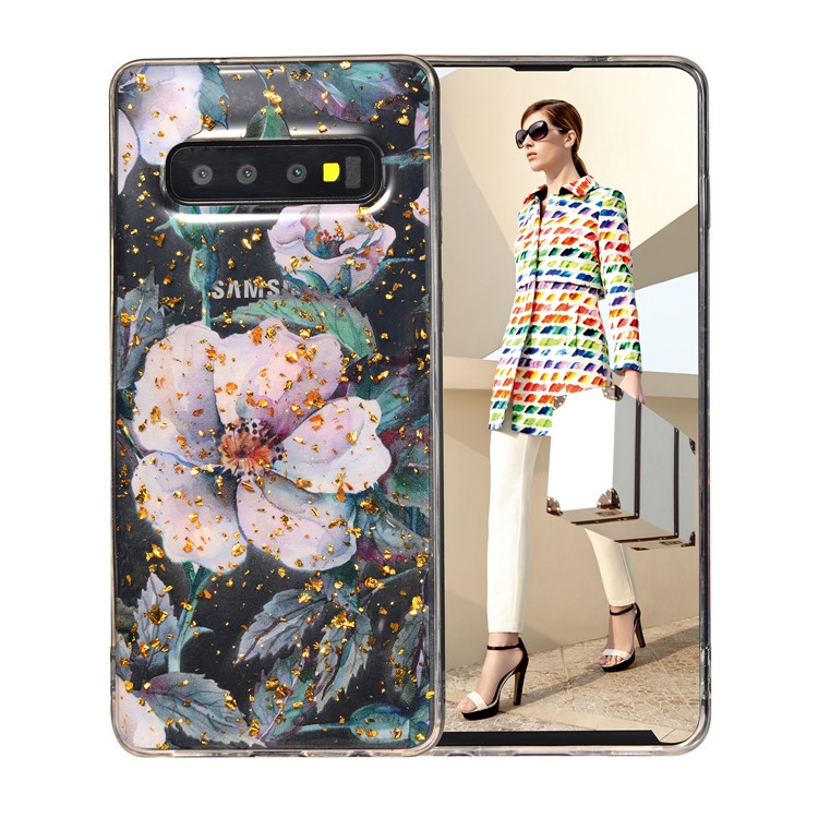 

Epoxy Gold-stamping TPU Back Case for Samsung Galaxy S10 - Style C, Galaxy S10