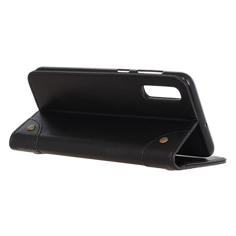 Crazy Horse Auto-absorbed Split Leather Wallet Phone Shell for Samsung Galaxy A70 - Black-6