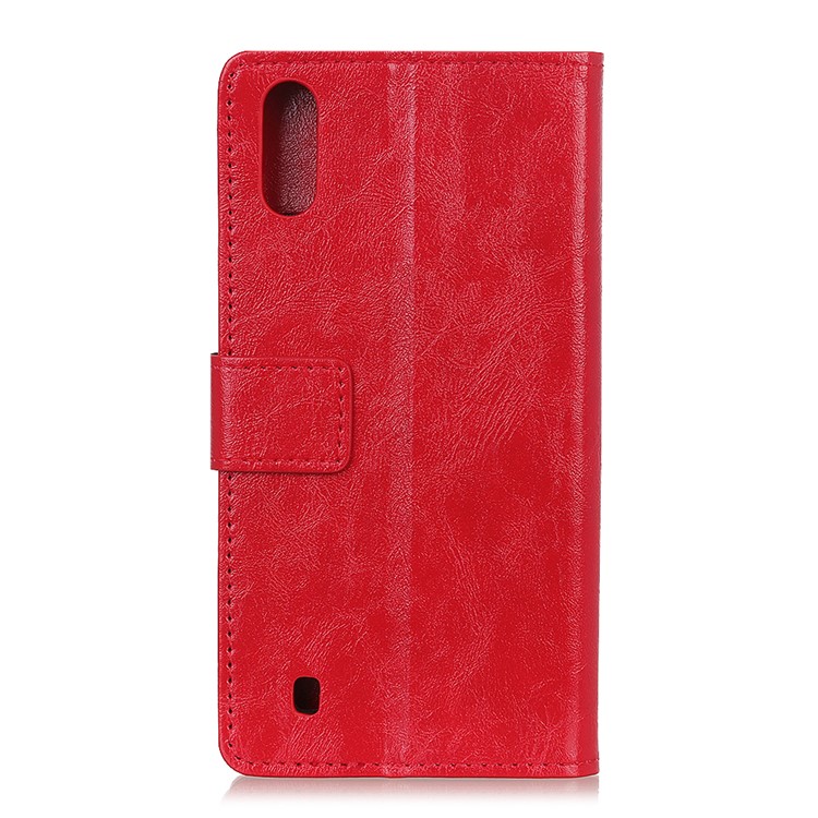 Crazy Horse Leather Wallet Stand Case for Samsung Galaxy A10 - Red-2