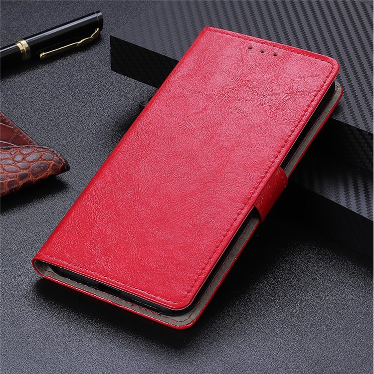 Crazy Horse Leather Wallet Stand Case for Samsung Galaxy A10 - Red-7