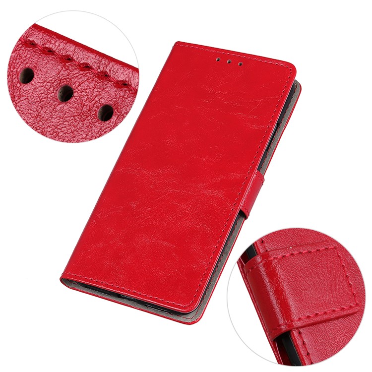 Crazy Horse Leather Wallet Stand Case for Samsung Galaxy A10 - Red-9