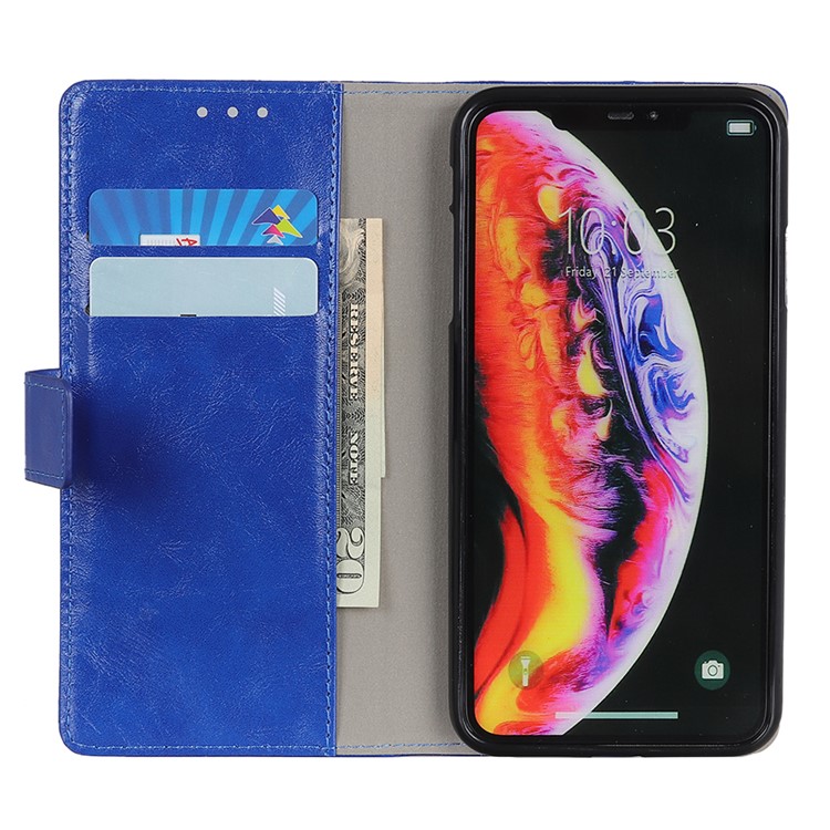 Crazy Horse Leather Wallet Stand Case for Samsung Galaxy A10 - Blue-10