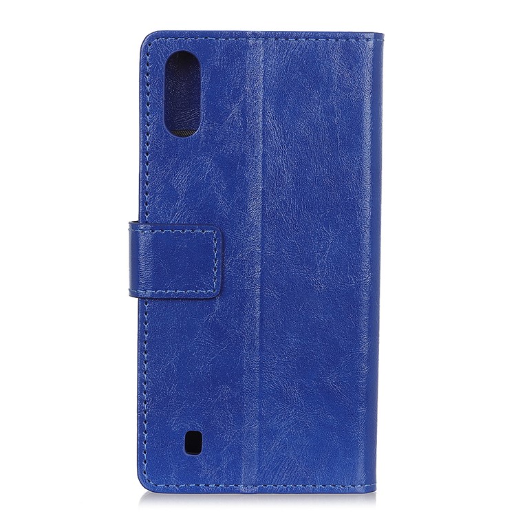 Crazy Horse Leather Wallet Stand Case for Samsung Galaxy A10 - Blue-2