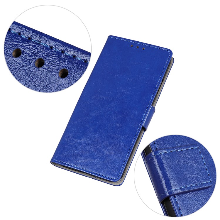 Crazy Horse Leather Wallet Stand Case for Samsung Galaxy A10 - Blue-5