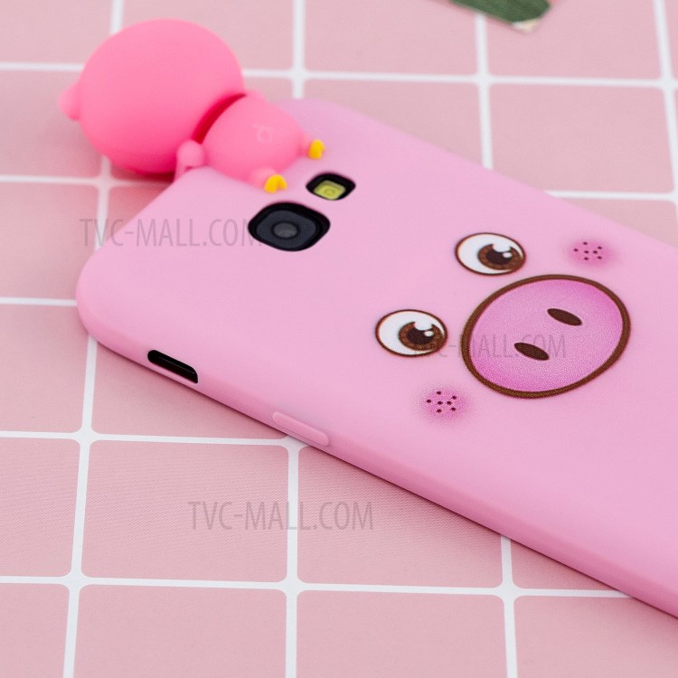 Pattern Printing TPU Gel Protective Case for Samsung Galaxy A7 (2018) A750 with 3D Animal Doll - Pig-10