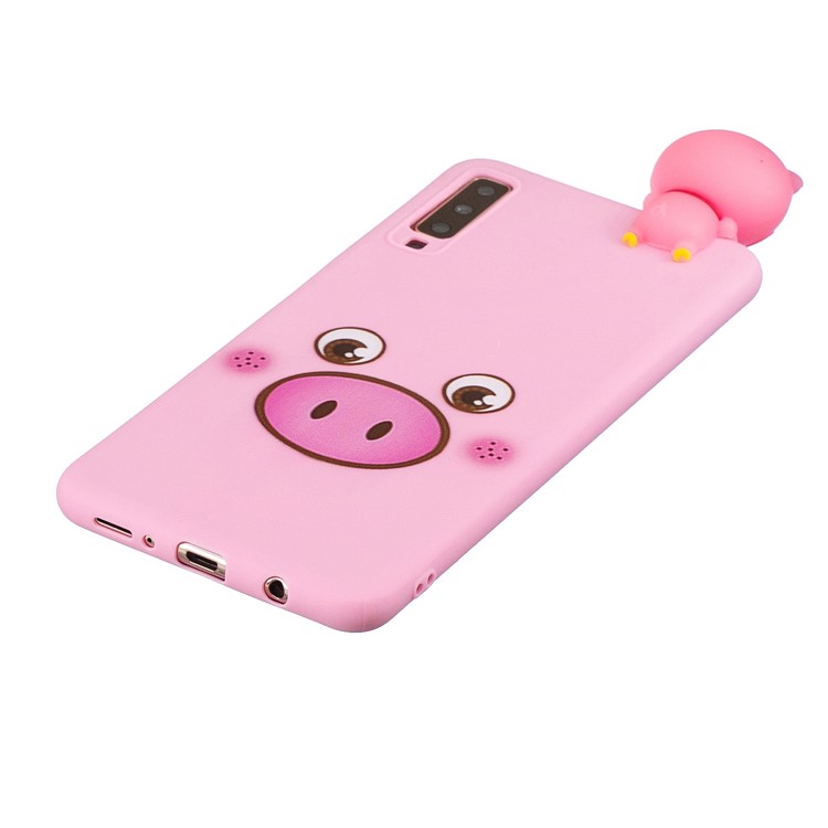 Pattern Printing TPU Gel Protective Case for Samsung Galaxy A7 (2018) A750 with 3D Animal Doll - Pig-2