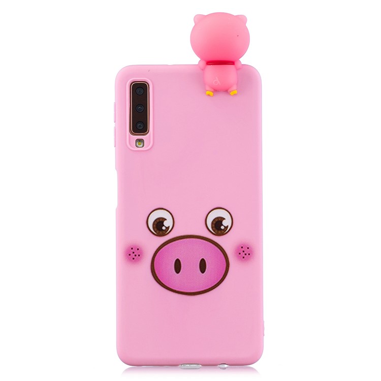 Pattern Printing TPU Gel Protective Case for Samsung Galaxy A7 (2018) A750 with 3D Animal Doll - Pig-5