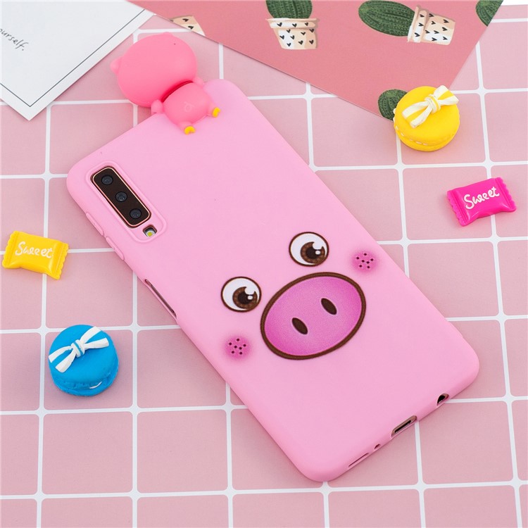 Pattern Printing TPU Gel Protective Case for Samsung Galaxy A7 (2018) A750 with 3D Animal Doll - Pig-8