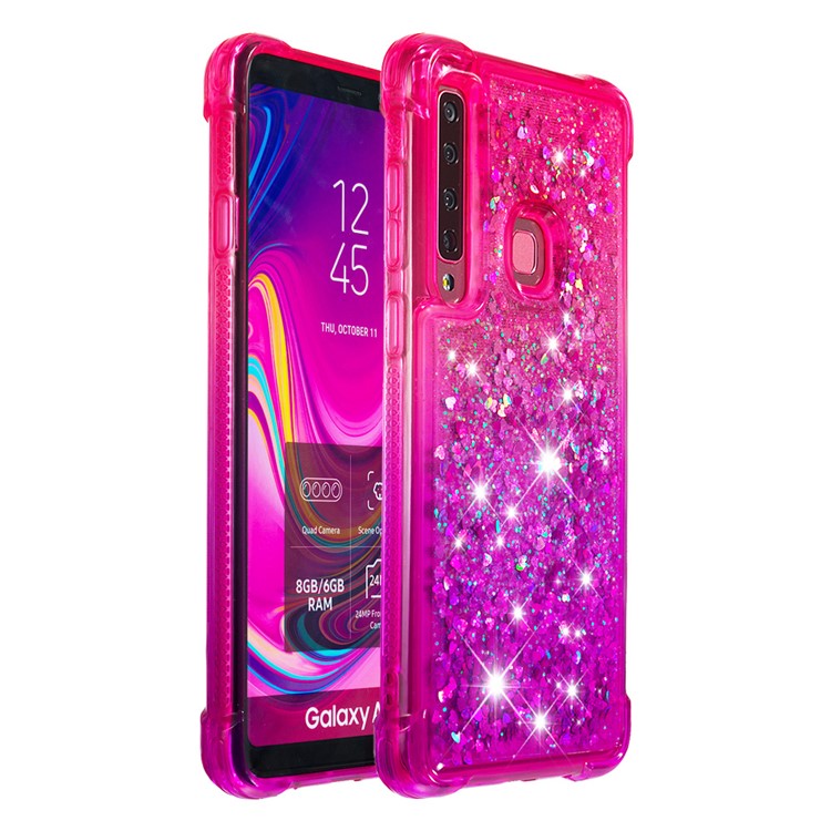 Gradient Glitter Powder Quicksand TPU Phone Case for Samsung Galaxy A9 (2018) - Rose / Purple-3