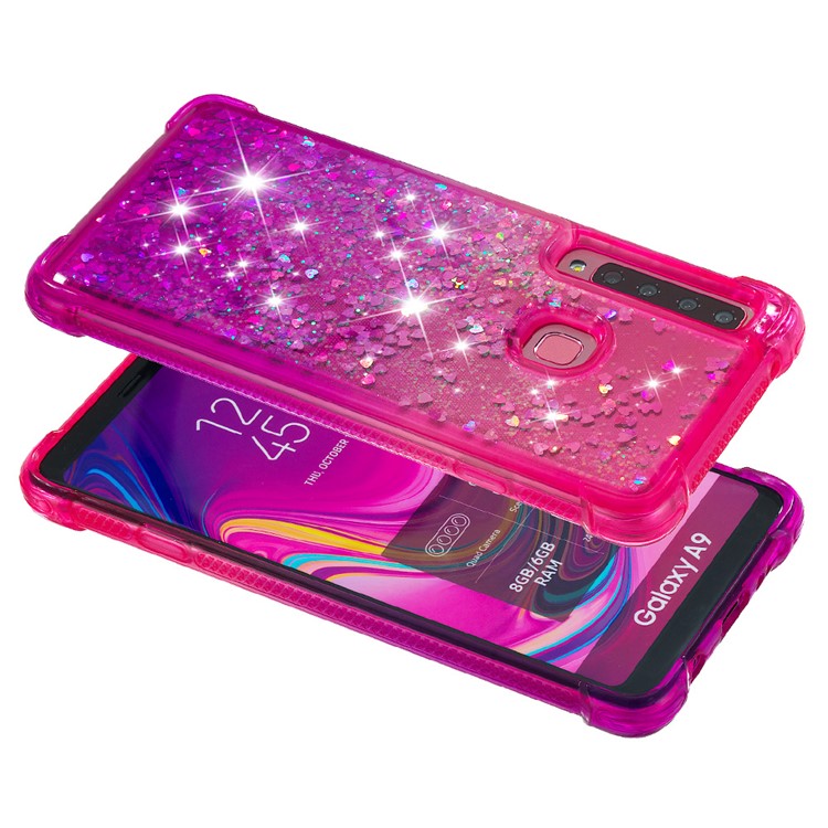 Gradient Glitter Powder Quicksand TPU Phone Case for Samsung Galaxy A9 (2018) - Rose / Purple-4