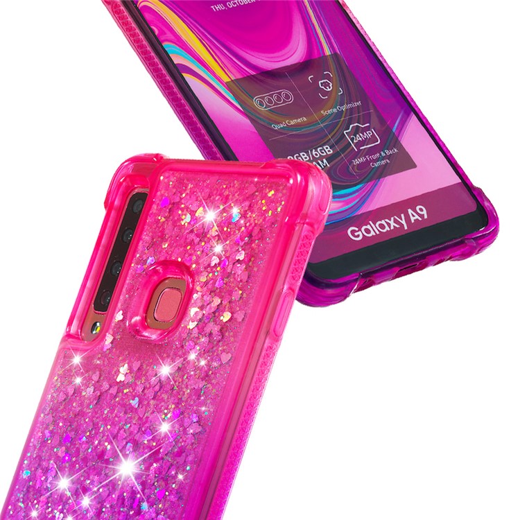 Gradient Glitter Powder Quicksand TPU Phone Case for Samsung Galaxy A9 (2018) - Rose / Purple-5