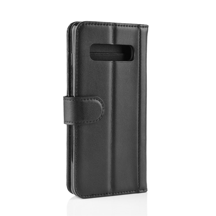 Genuine Split Leather Card Holder Stand Phone Cover for Samsung Galaxy S10 5G - Black-3