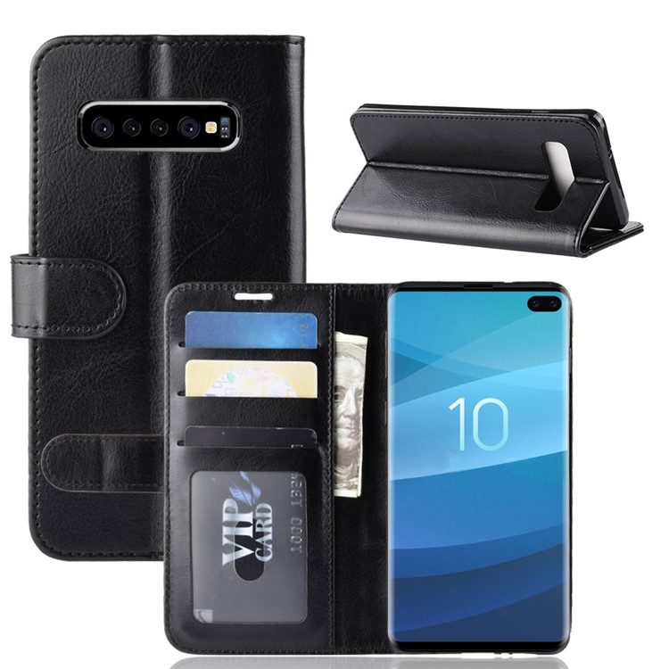 Crazy Horse Wallet Stand Leather Phone Case for Samsung Galaxy S10 5G - Black-7