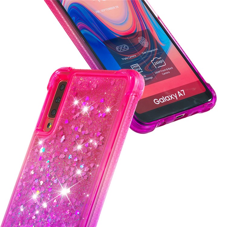 Gradient Glitter Powder Quicksand TPU Shell Case for Samsung Galaxy A7 (2018) - Rose / Purple-5