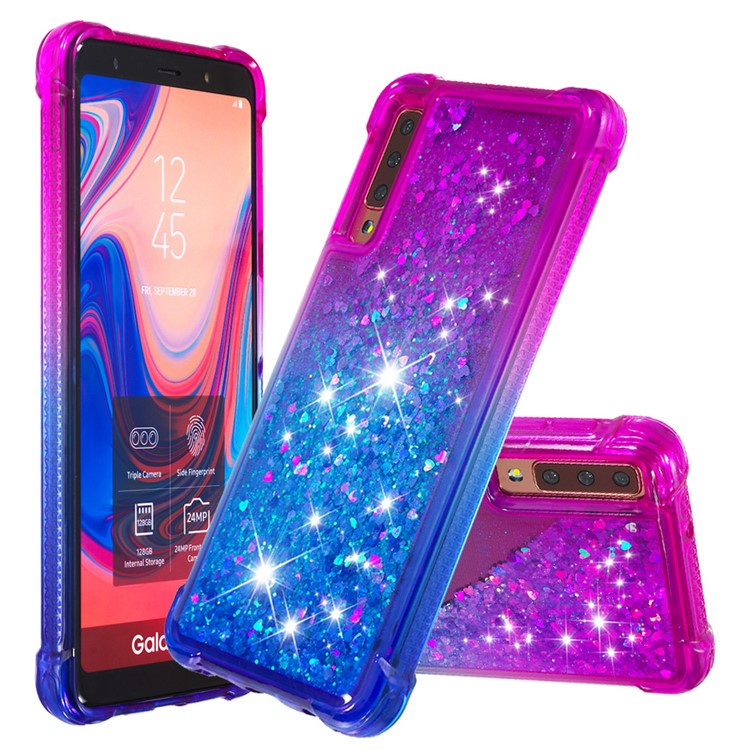 

Gradient Glitter Powder Quicksand TPU Shell Case for Samsung Galaxy A7 (2018) - Purple / Blue, Galaxy A7 (2018)