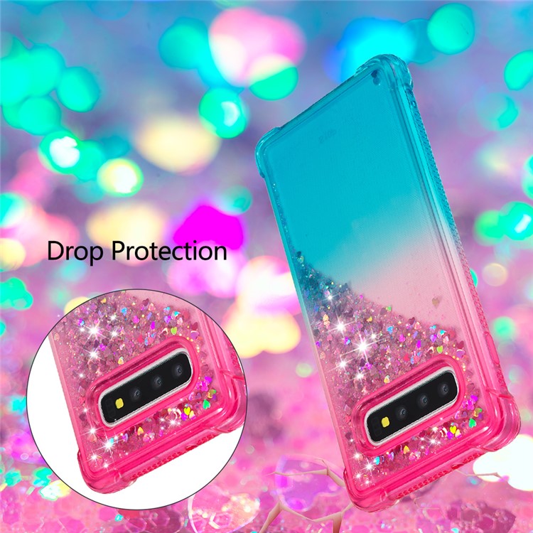 Anti-fall Quicksand TPU Phone Cover for Samsung S10 Plus - Rose / Baby Blue-6