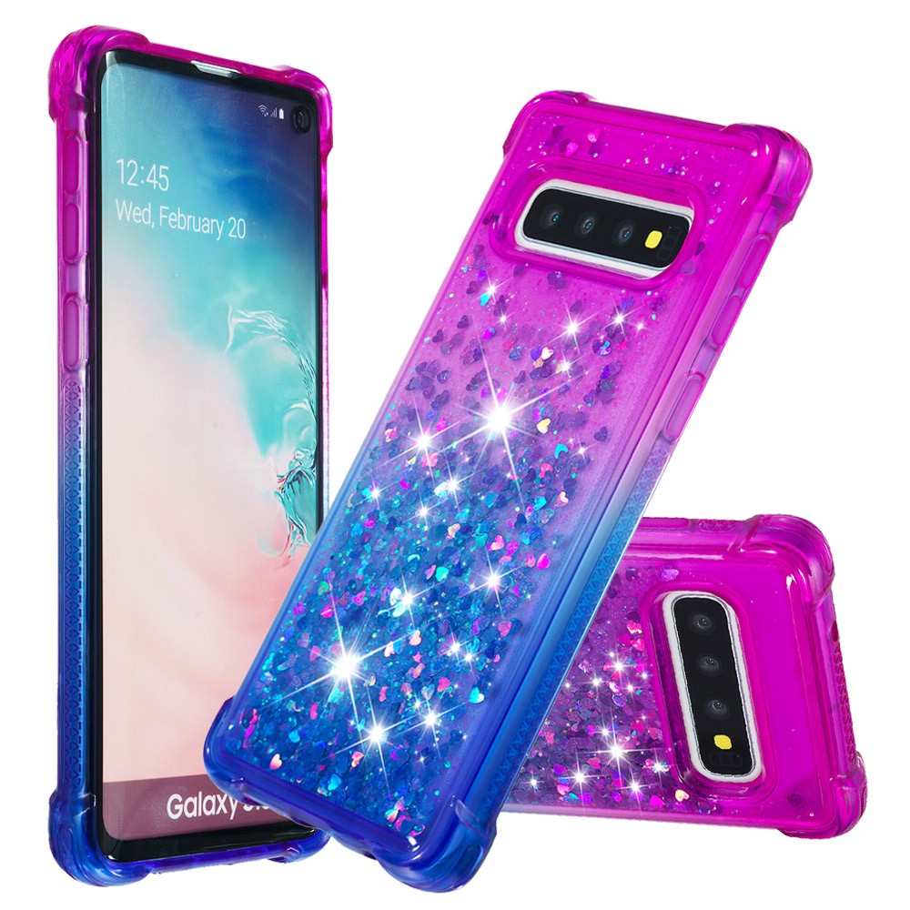 Gradient Glitter Powder Quicksand TPU Case for Samsung Galaxy S10 - Purple / Blue-1