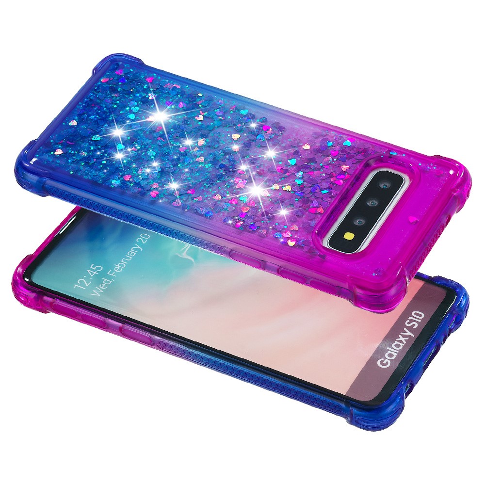 Gradient Glitter Powder Quicksand TPU Case for Samsung Galaxy S10 - Purple / Blue-4