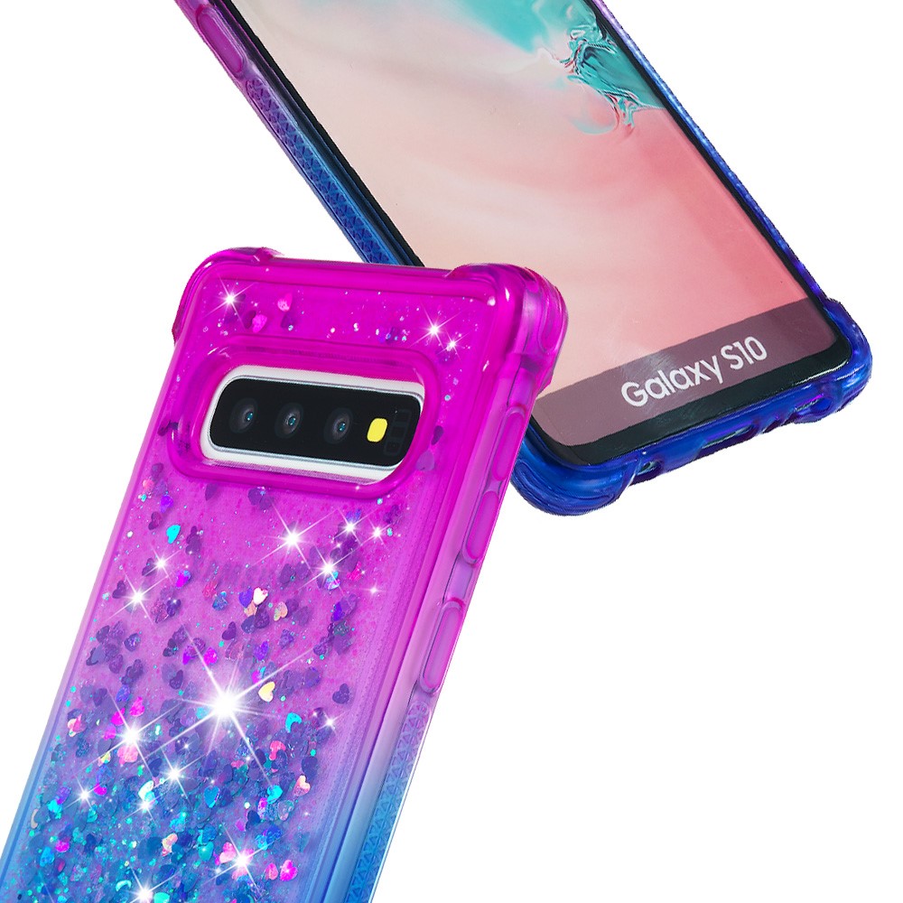 Gradient Glitter Powder Quicksand TPU Case for Samsung Galaxy S10 - Purple / Blue-5