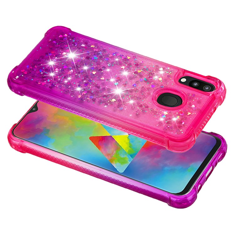 Gradient Glitter Powder Quicksand TPU Case for Samsung Galaxy M20 - Rose / Purple-4