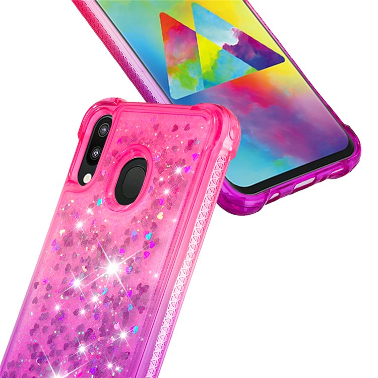 Gradient Glitter Powder Quicksand TPU Case for Samsung Galaxy M20 - Rose / Purple-5