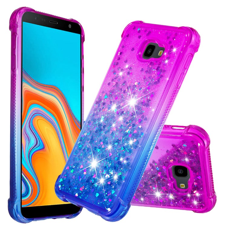 Rhinestone Decor Gradient Glitter Powder Quicksand TPU Shell for Samsung Galaxy J4 Plus - Purple / Blue-1