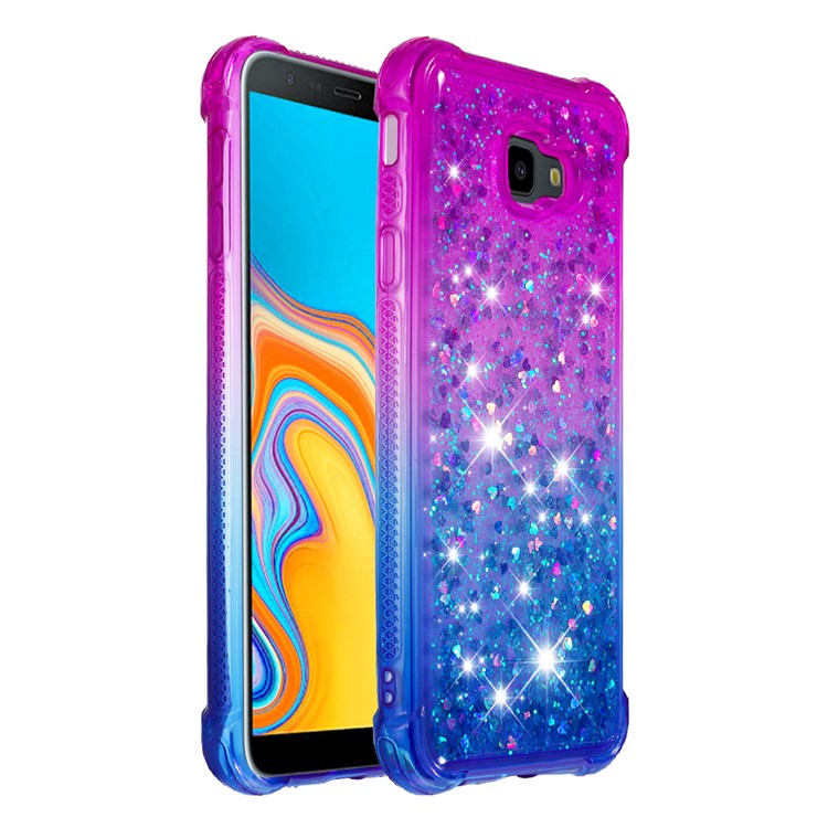 Rhinestone Decor Gradient Glitter Powder Quicksand TPU Shell for Samsung Galaxy J4 Plus - Purple / Blue-3