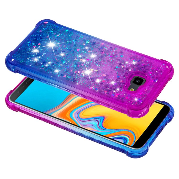 Rhinestone Decor Gradient Glitter Powder Quicksand TPU Shell for Samsung Galaxy J4 Plus - Purple / Blue-4