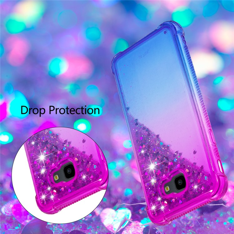 Rhinestone Decor Gradient Glitter Powder Quicksand TPU Shell for Samsung Galaxy J4 Plus - Purple / Blue-6