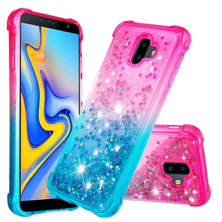 Gradient Glitter Powder Quicksand TPU Shell for Samsung Galaxy J6+ - Rose / Purple-1