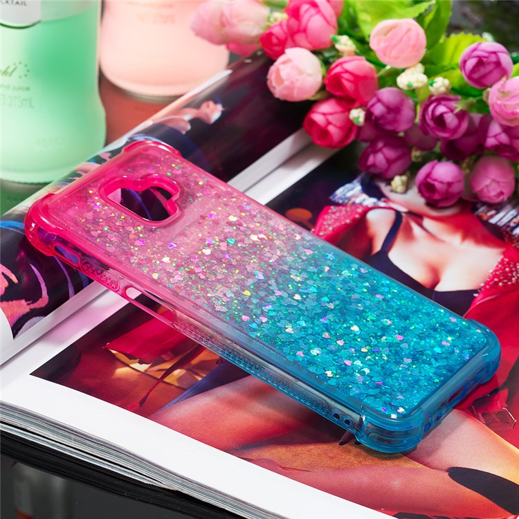 Gradient Glitter Powder Quicksand TPU Shell for Samsung Galaxy J6+ - Rose / Purple-2