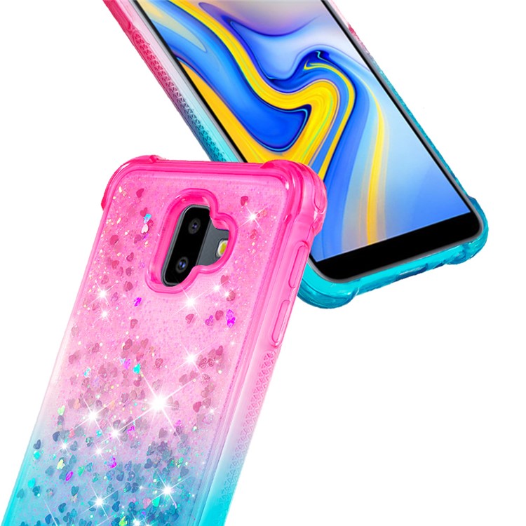 Gradient Glitter Powder Quicksand TPU Shell for Samsung Galaxy J6+ - Rose / Purple-5
