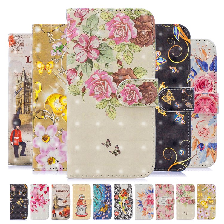 Light Spot Decor Patterned Leather Wallet Phone Cover for Samsung Galaxy M10 - Fresh Flowers-9