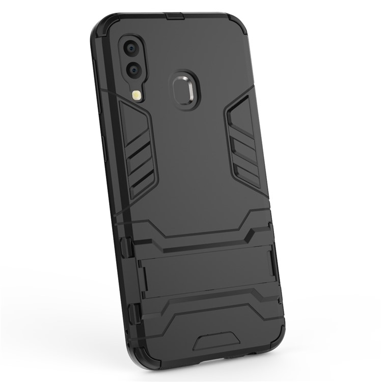 Cool Guard Kickstand PC TPU Hybrid Case for Samsung Galaxy A40 - All Black-6